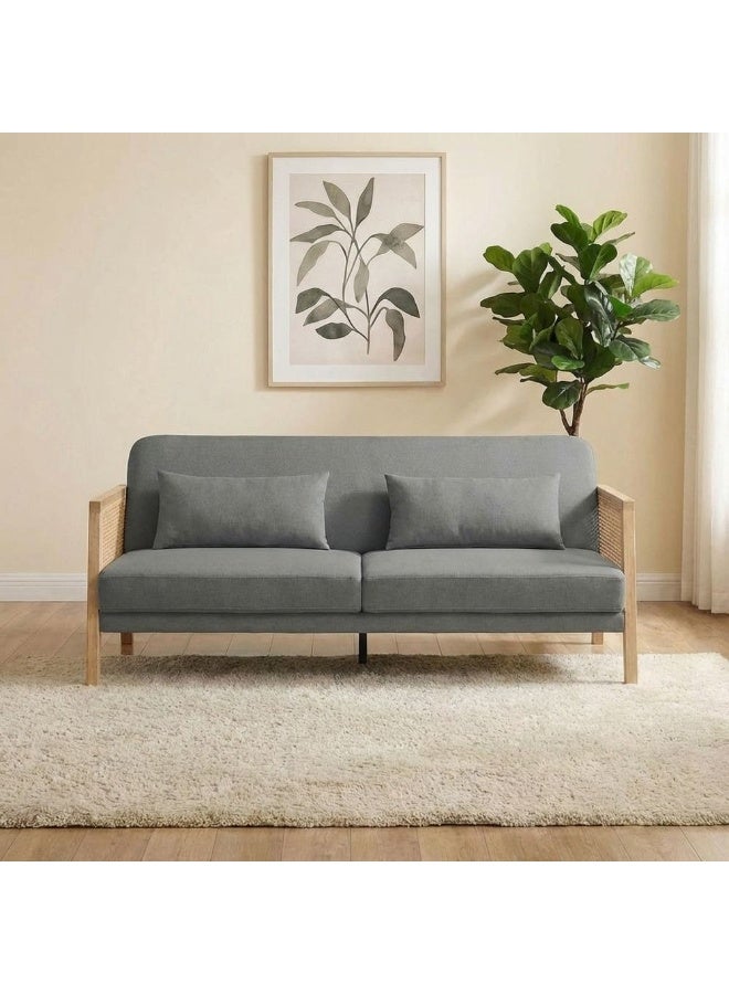 DANUBE HOME Lunor 3 Seater Fabric Sofabed | Convertible Sleeping Sofa Bed | Comfortable Living Room Furniture L196xW82xH81cm - Grey - Image 2