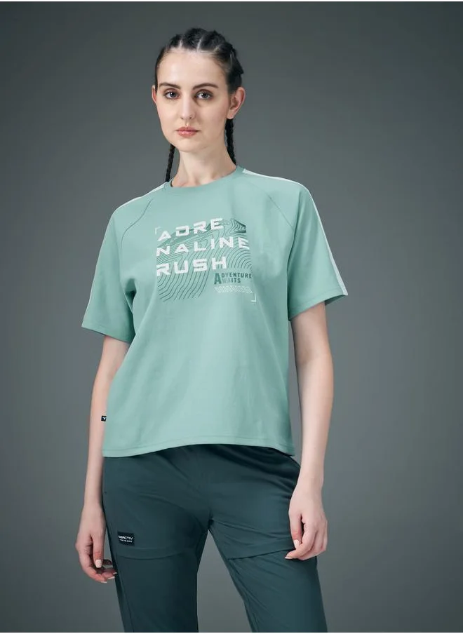 Technosport Technosport Slogan Print Crew Neck Stretch Crop T-Shirt