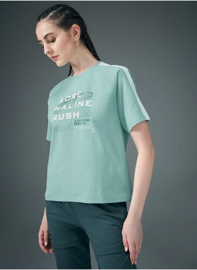 Technosport Technosport Slogan Print Crew Neck Stretch Crop T-Shirt