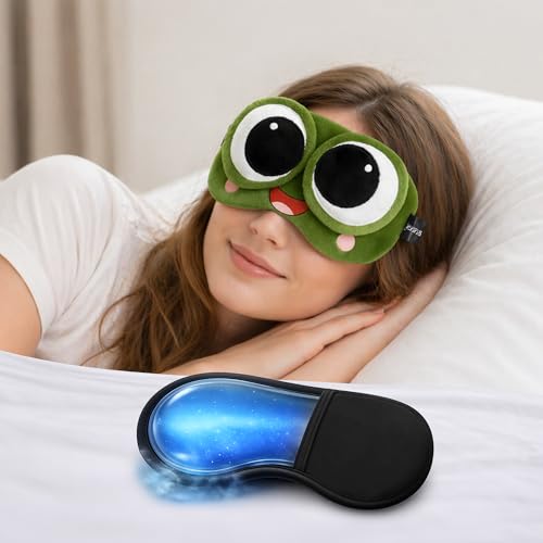 Jenna Unisex Comfortable Sleeping Soft Funky Eye Mask With Adjustable Strap & Blindfold With Gel (Green) - Image 1