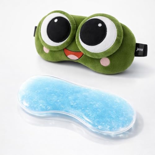 Jenna Unisex Comfortable Sleeping Soft Funky Eye Mask With Adjustable Strap & Blindfold With Gel (Green) - Image 2
