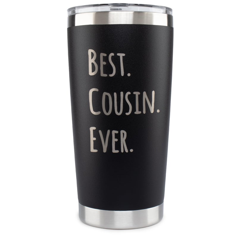 JENVIO Cousin Gifts  Best Cousin Ever  Stainless Steel Tumbler with Two Lids Straws and Gift Box  Unique Favorite Mug for Women Men  Female Birthday Valentines Day