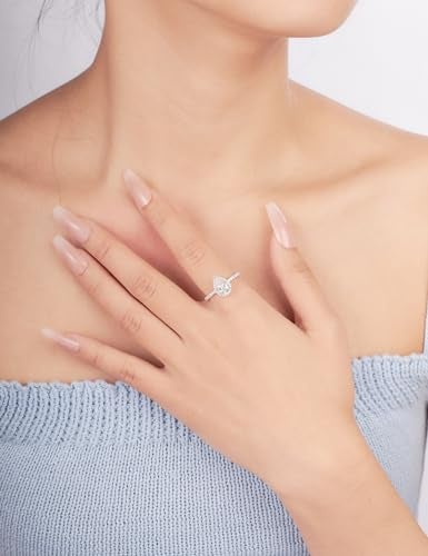 IMOLOVE Pear Shaped Engagement Ring, Moissanite Rings for Women, Promise Rings for Her 2CT D Color VVS1 Clarity Teardrop Halo Engagement Ring 925 Sterling Silver with 18K Gold Plated Size 11 - Image 5