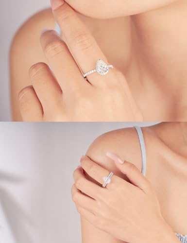 IMOLOVE Pear Shaped Engagement Ring, Moissanite Rings for Women, Promise Rings for Her 2CT D Color VVS1 Clarity Teardrop Halo Engagement Ring 925 Sterling Silver with 18K Gold Plated Size 11 - Image 4