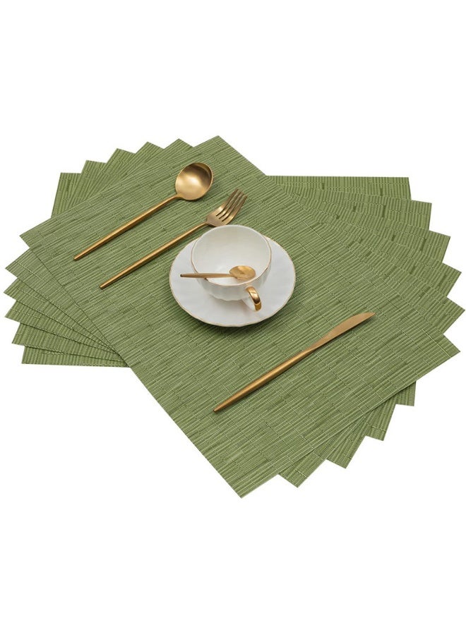 طقم مفارش أطباق من 6 قطع منسوجة بشكل متقاطع مقاوم للحرارة ومانع للانزلاق لطاولة الطعام، مفارش طاولة منسوجة من الفينيل PVC متينة وقابلة للغسل - Image 2