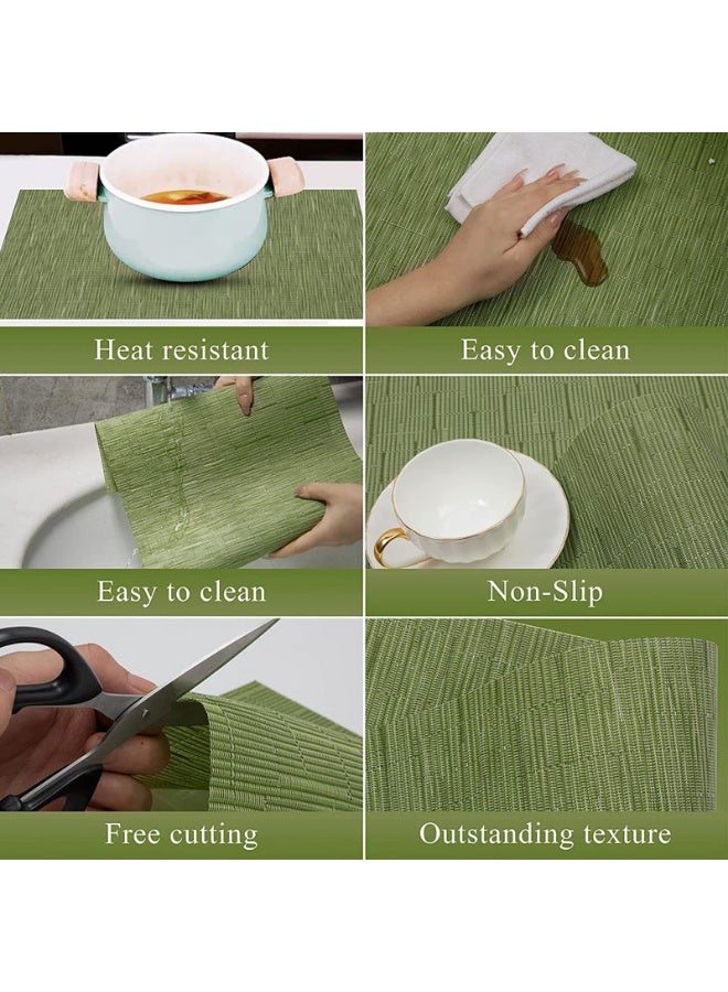 طقم مفارش أطباق من 6 قطع منسوجة بشكل متقاطع مقاوم للحرارة ومانع للانزلاق لطاولة الطعام، مفارش طاولة منسوجة من الفينيل PVC متينة وقابلة للغسل - Image 5