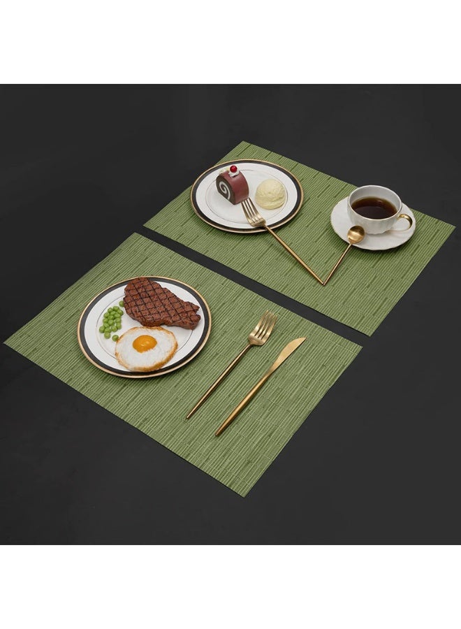 طقم مفارش أطباق من 6 قطع منسوجة بشكل متقاطع مقاوم للحرارة ومانع للانزلاق لطاولة الطعام، مفارش طاولة منسوجة من الفينيل PVC متينة وقابلة للغسل - Image 3