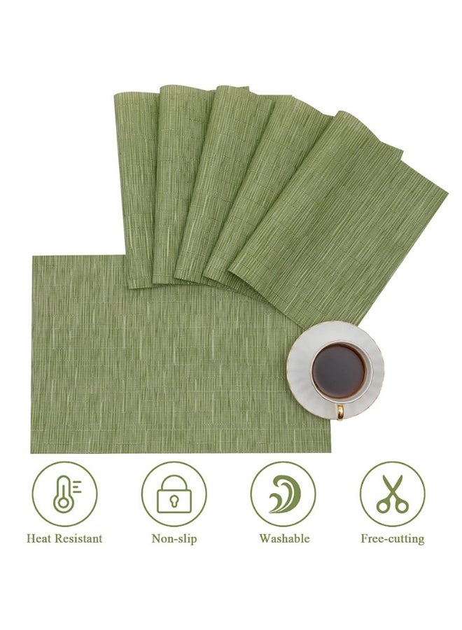 طقم مفارش أطباق من 6 قطع منسوجة بشكل متقاطع مقاوم للحرارة ومانع للانزلاق لطاولة الطعام، مفارش طاولة منسوجة من الفينيل PVC متينة وقابلة للغسل - Image 4
