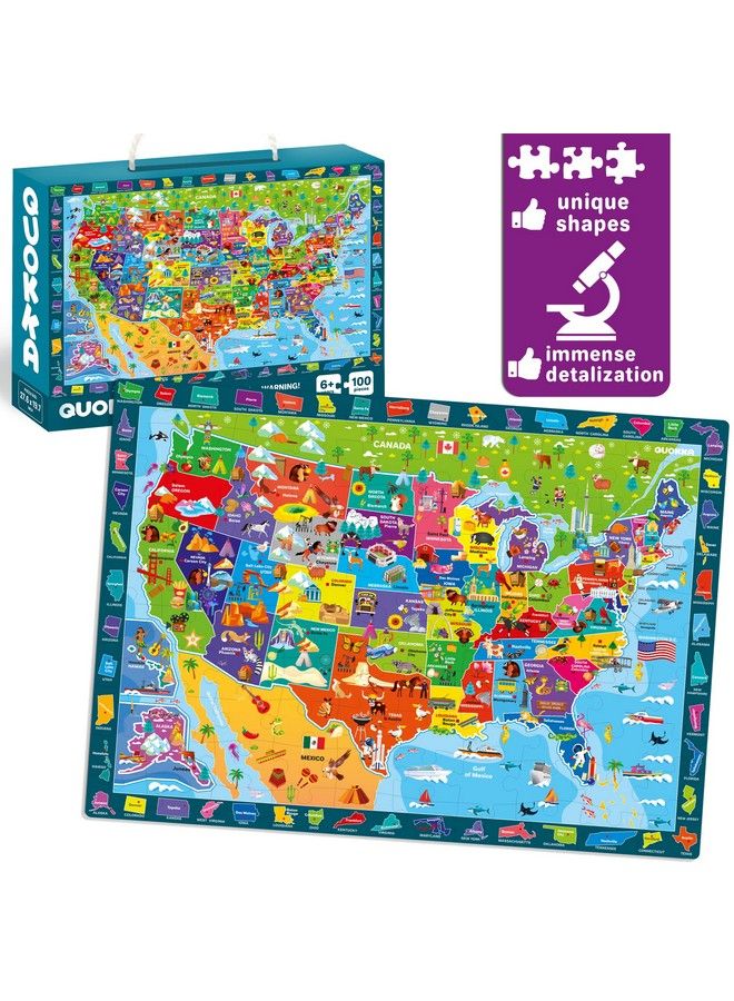 quokka 100 Piece Puzzles Games For Kids Ages 48 3 Pack Floor Puzzles For Kids 810 Year Old By Quokka World Usa Map & Space Educational Toys 57 United States Learning For Boys & Girls 35 - Image 5