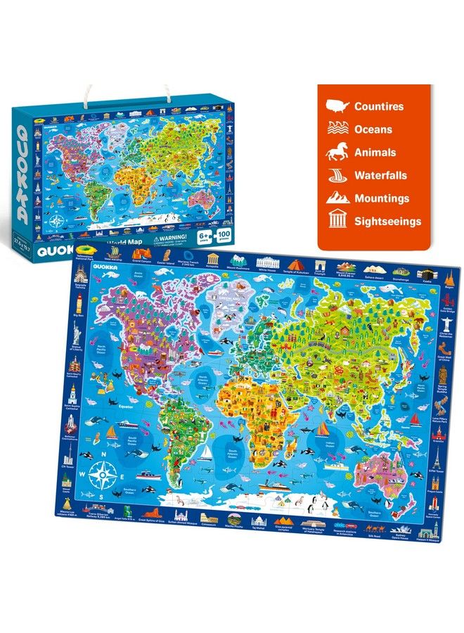 quokka 100 Piece Puzzles Games For Kids Ages 48 3 Pack Floor Puzzles For Kids 810 Year Old By Quokka World Usa Map & Space Educational Toys 57 United States Learning For Boys & Girls 35 - Image 4