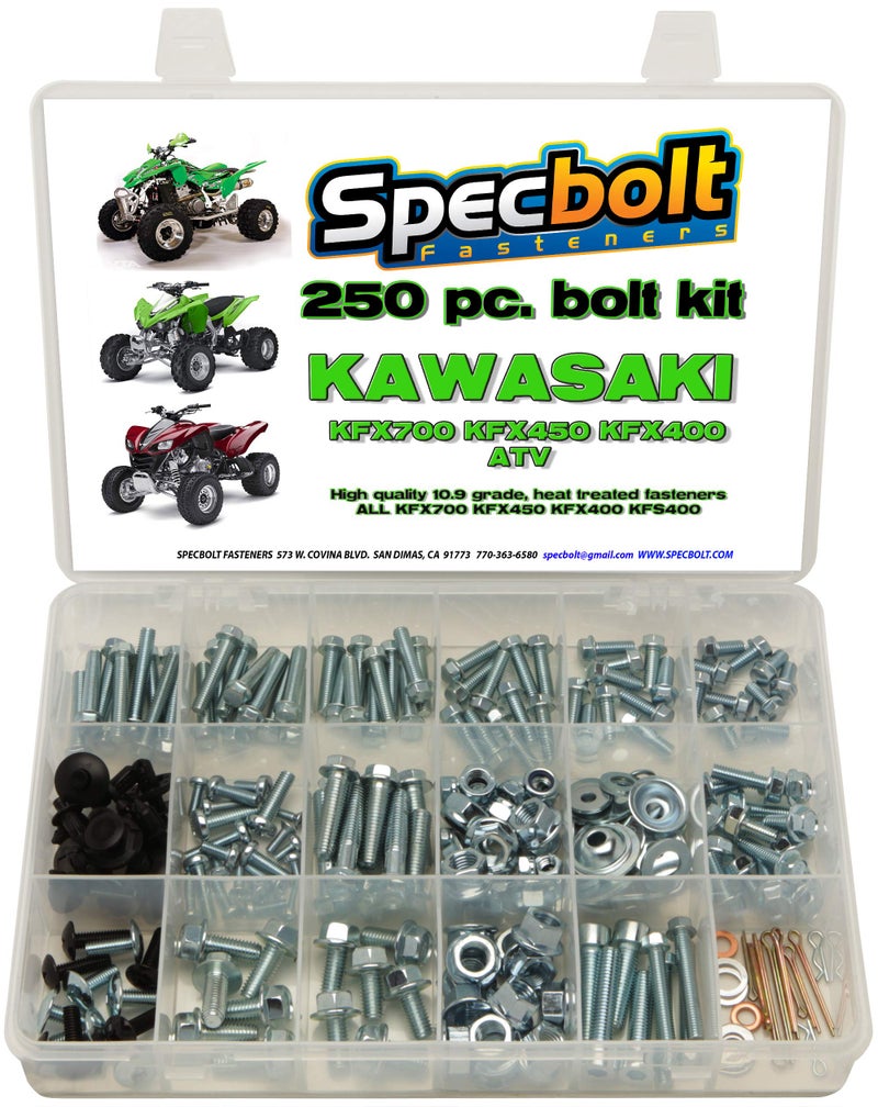 Specbolt Fasteners 250pc Specbolt Kawasaki KFX450R KFX700 ATV Bolt Kit for Maintenance & Restoration OEM Spec Fasteners KFX 450 700 400 - Image 4