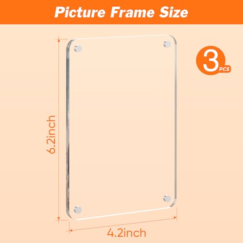 Dooiclear 3 Pack Magnetic Picture Frame for Fridge, 4x6 Inch Photo Frame for Refrigerator, Double Sided Clear Photo Frame, Acrylic Picture Magnet Frame for Home, School, Office - Image 2