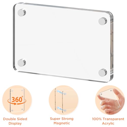 Dooiclear 3 Pack Magnetic Picture Frame for Fridge, 4x6 Inch Photo Frame for Refrigerator, Double Sided Clear Photo Frame, Acrylic Picture Magnet Frame for Home, School, Office - Image 3