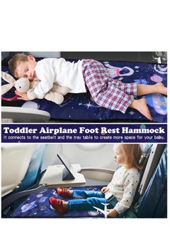 XICEN Kids Toddler Airplane Travel Bed, Breathable Airplane Seat Extender Footrest, Colorful Starry Sky Flight Sleeping Bed Hammock, Baby Travel Essentials with Storage Bag  - Image 5