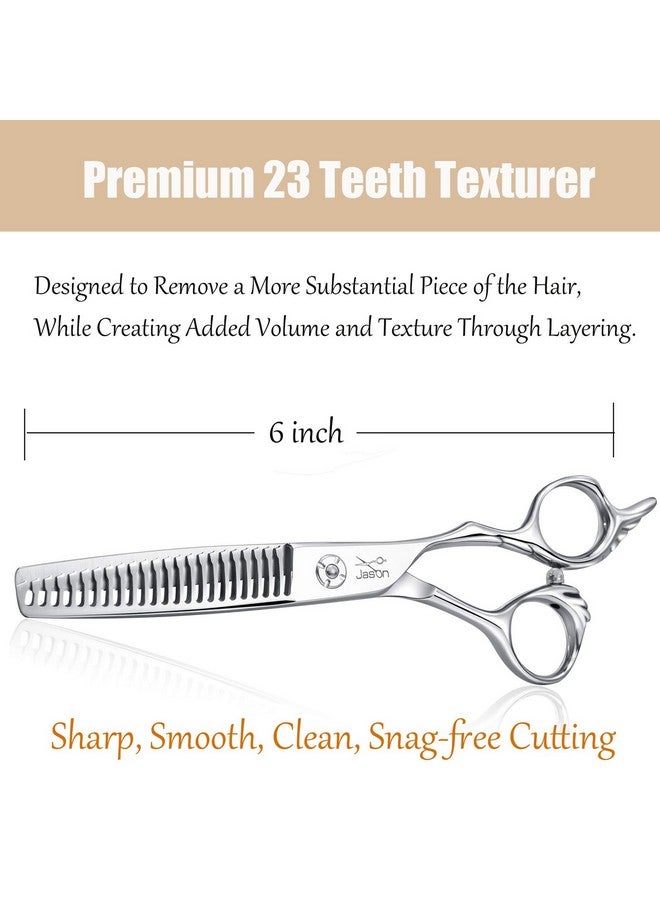 جيسون مقص شعر جيسون 6 بوصات، مقص شعر احترافي مكون من 23 سنًا لتصفيف الشعر وتخفيفه، للحلاقين ومصففي الشعر ومصممي الأزياء، للنساء والرجال، مصنوع من الفولاذ المقاوم للصدأ الياباني 440C - Image 2