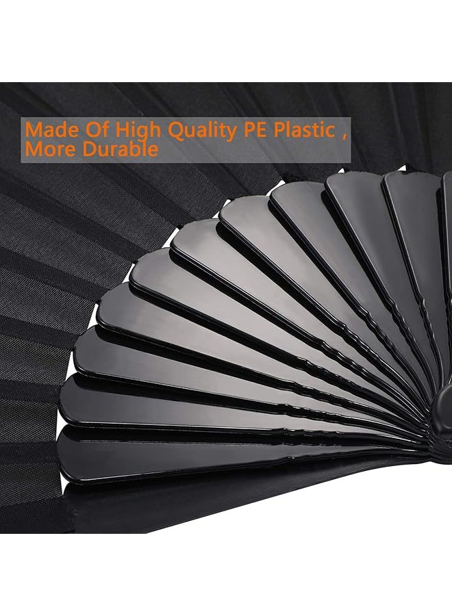 إيروريكس قطع من المراوح اليدوية القابلة للطي بتصميم قماش شرقي صيني مثالي لحفلات الرقص وهدايا الزفاف وديكورات منزلية باللون الأسود - Image 2