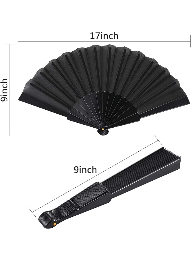 إيروريكس قطع من المراوح اليدوية القابلة للطي بتصميم قماش شرقي صيني مثالي لحفلات الرقص وهدايا الزفاف وديكورات منزلية باللون الأسود - Image 4