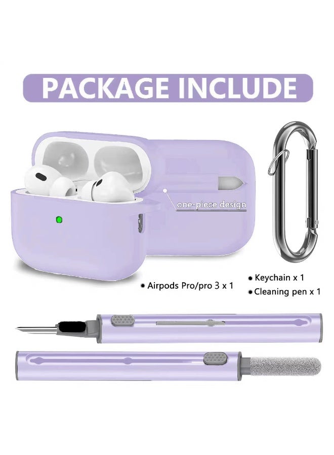 Silicone case for AirPods Pro 3, with detergent kit, women's and men's keychain, suitable for third-generation case gift sports lanyard (purple) - Image 2