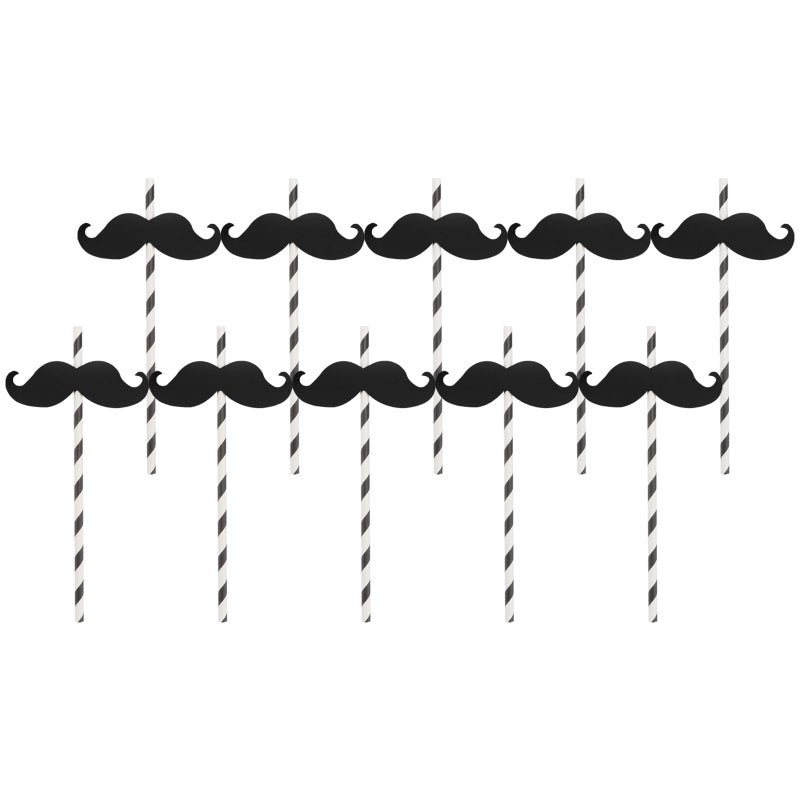 Black Paper Mustache Drinking Straws 20 Pcs Disposable Party Tableware For Holiday Celebrations - Image 2