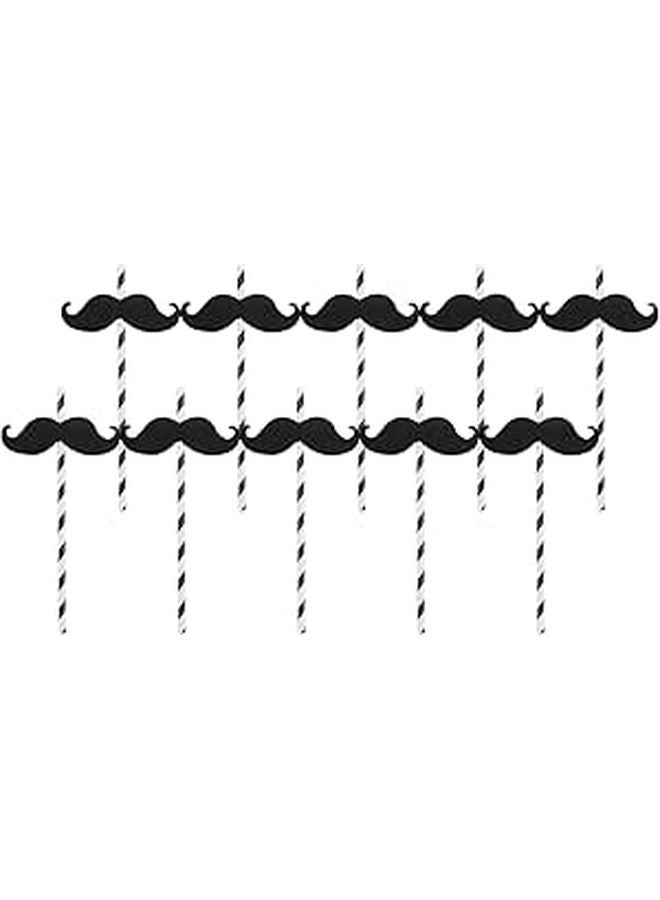 Black Paper Mustache Drinking Straws 20 Pcs Disposable Party Tableware For Holiday Celebrations - Image 1