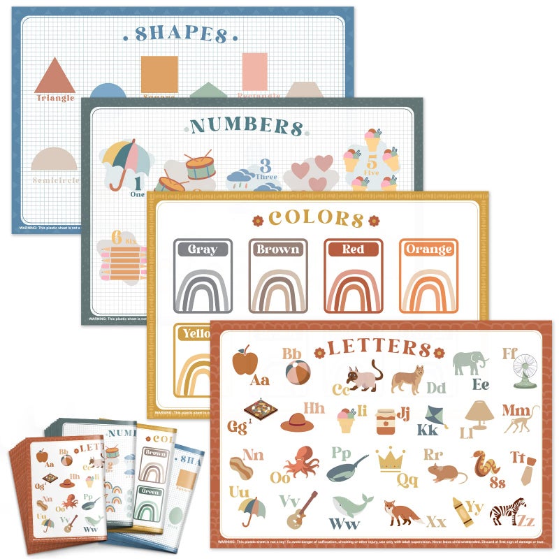Babebay Disposable Placemats for Baby, 40 Pack Sticky Toddler Placemat for Restaurants, Dining Table, Party, Travel, 12" x 18" with 4 Designs - Image 1