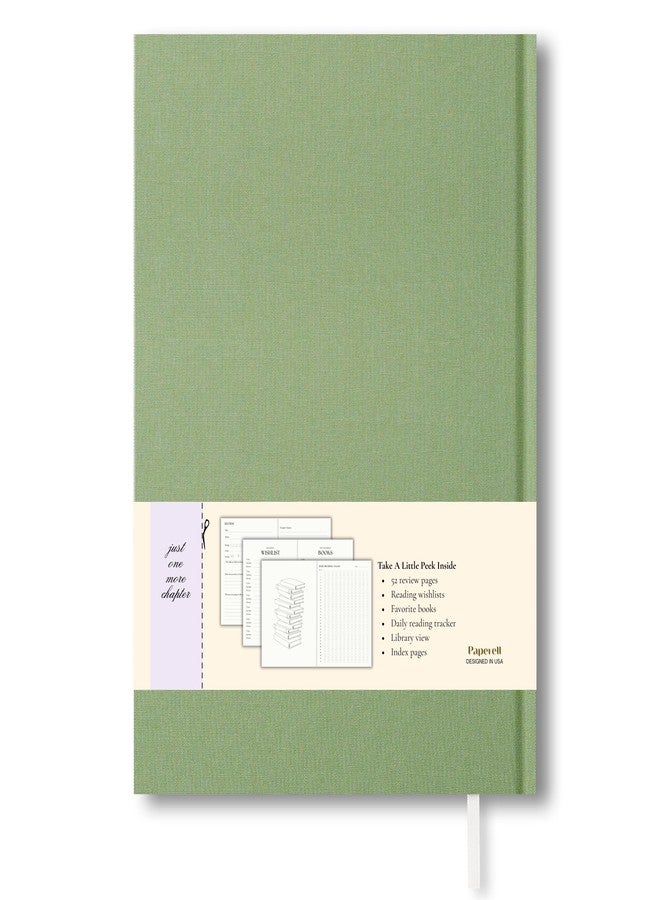 Paperell Reading Journal - 52 Reviews - Book Journal Gift for Book Lovers - Review, Log & Track Your Reading - Avid Readers Accessories - Linen Hardcover - Sage Green - Image 5