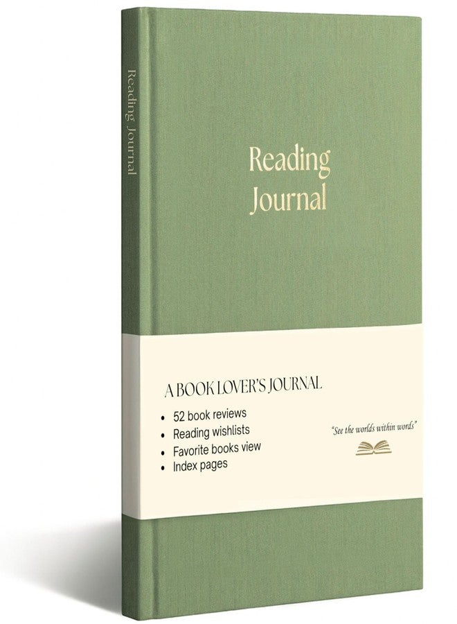 Paperell Reading Journal - 52 Reviews - Book Journal Gift for Book Lovers - Review, Log & Track Your Reading - Avid Readers Accessories - Linen Hardcover - Sage Green - Image 1