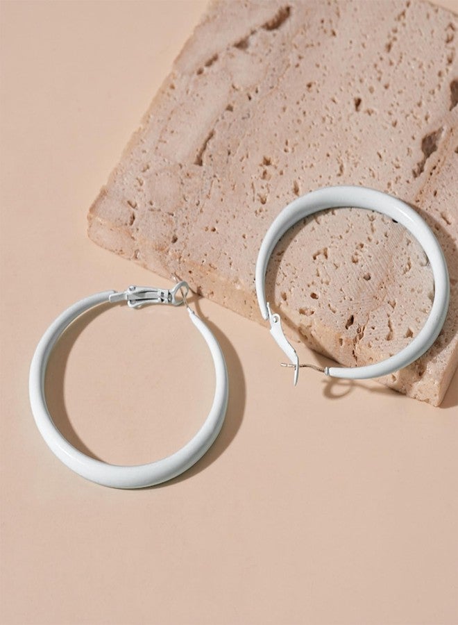 Dcfywl731 Retro 80s 90s White Hoop Earrings for Women Neon Vintage Party Earrings for Everyday Outfits Night Out Dresses - Image 4