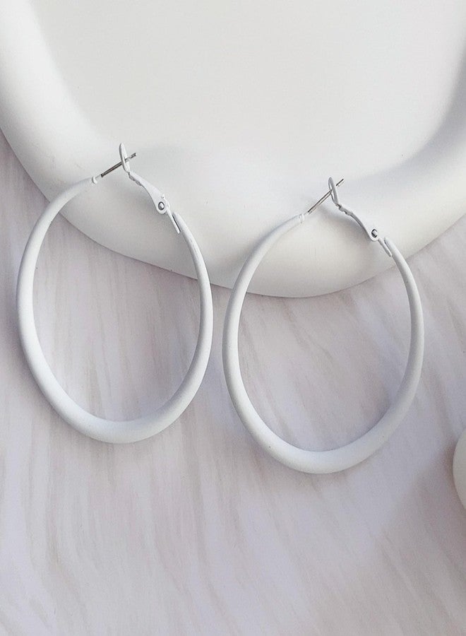 Dcfywl731 Retro 80s 90s White Hoop Earrings for Women Neon Vintage Party Earrings for Everyday Outfits Night Out Dresses - Image 5