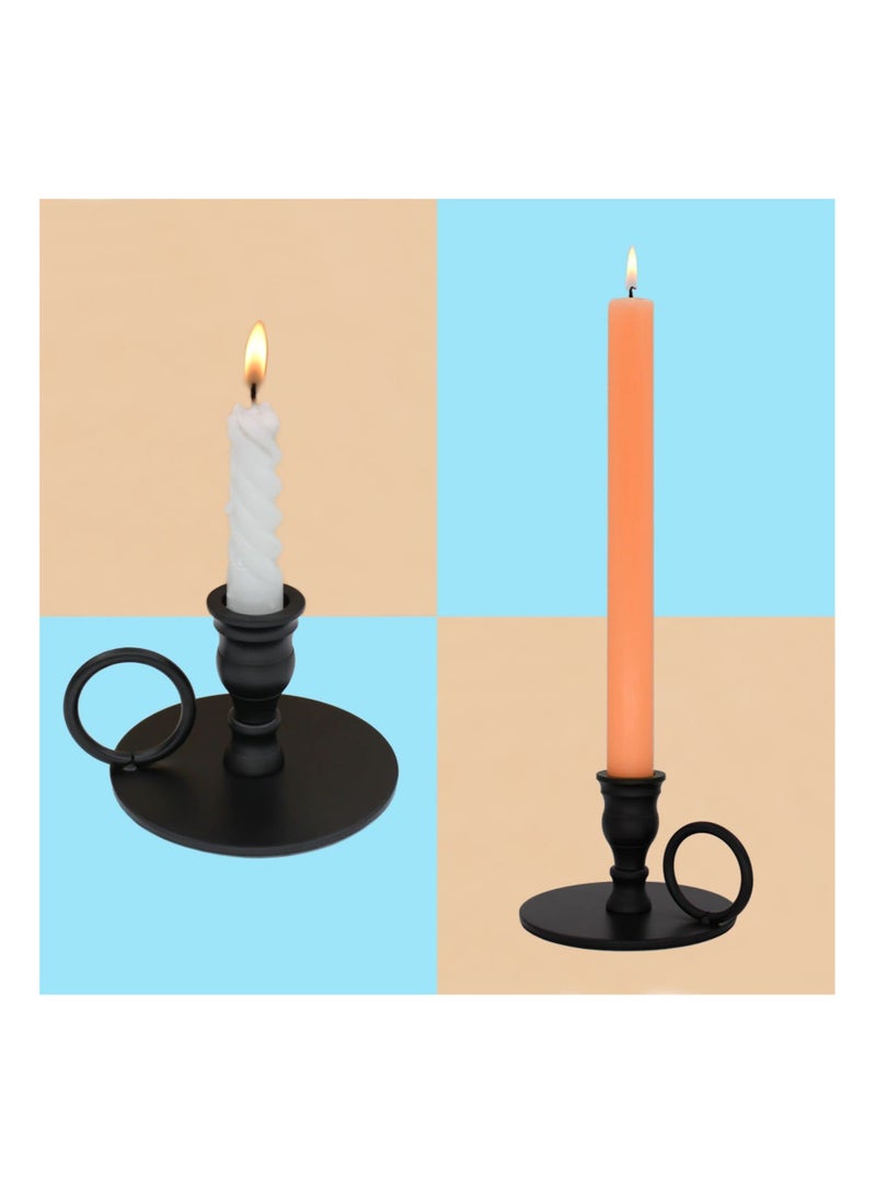 KASTWAVE Matte Black Candle Holders Set of 2 for Taper Candles, Decorative Candlestick Holder for Wedding, Dinning, Party, Fits 3/4 inch Thick Candle&Led Candles (Metal Candle Stand) - Image 5
