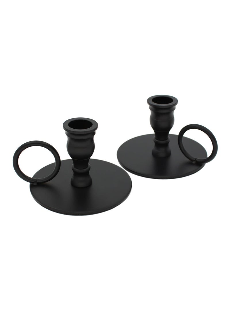 KASTWAVE Matte Black Candle Holders Set of 2 for Taper Candles, Decorative Candlestick Holder for Wedding, Dinning, Party, Fits 3/4 inch Thick Candle&Led Candles (Metal Candle Stand) - Image 1