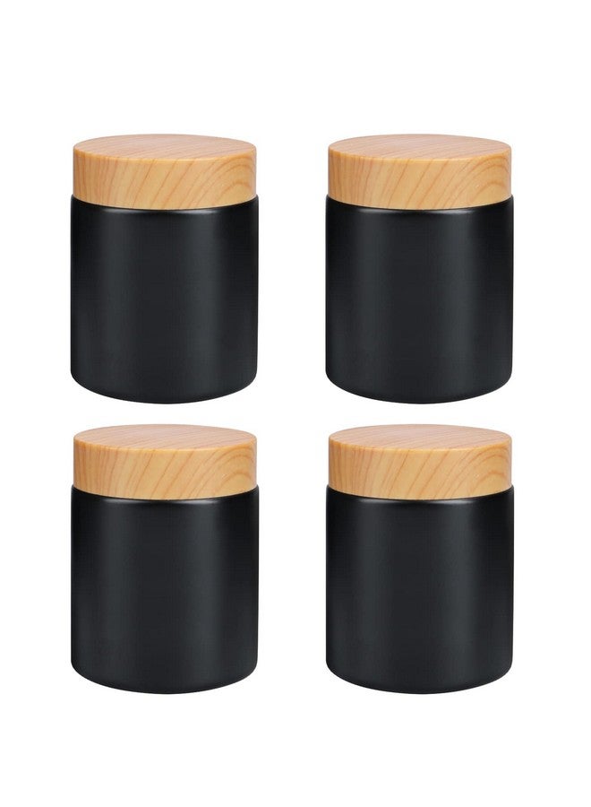 USRommaner 4 Pack 3.4 Oz Black Glass Cream Jar,Empty Frosted Round Jar Pot With Plastic Lids,Inner Liner Travel Storage Jar Container For Lotion, Eyeshadow,Moisturiser,Gel,Body Butters - Image 1