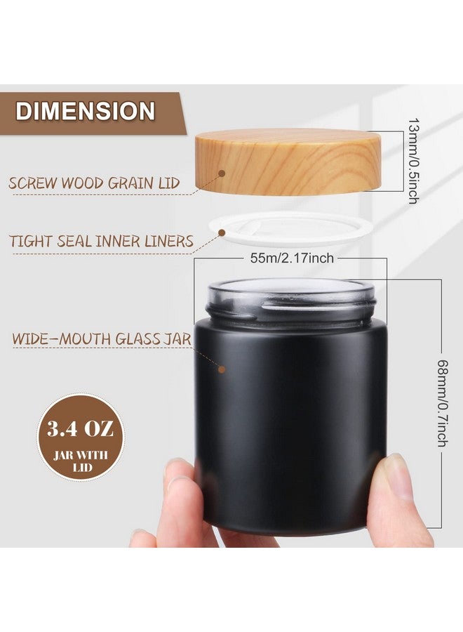 USRommaner 4 Pack 3.4 Oz Black Glass Cream Jar,Empty Frosted Round Jar Pot With Plastic Lids,Inner Liner Travel Storage Jar Container For Lotion, Eyeshadow,Moisturiser,Gel,Body Butters - Image 3