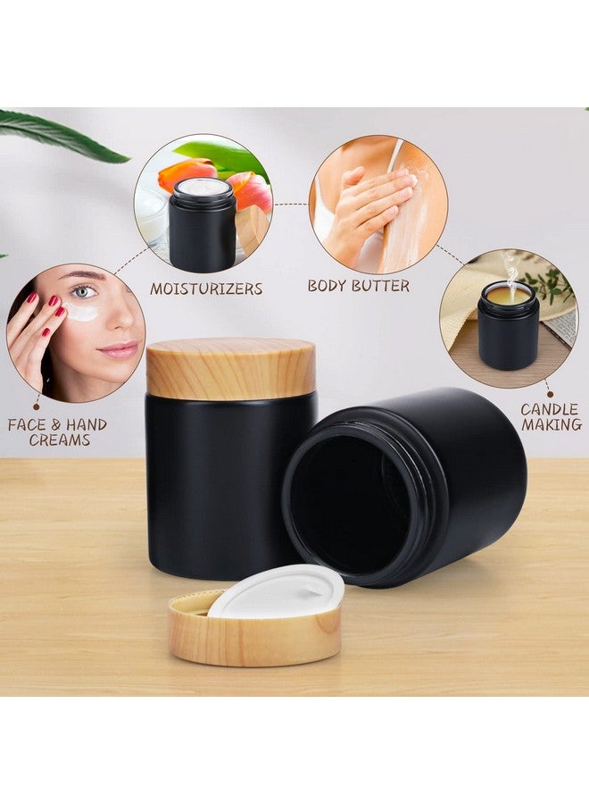 USRommaner 4 Pack 3.4 Oz Black Glass Cream Jar,Empty Frosted Round Jar Pot With Plastic Lids,Inner Liner Travel Storage Jar Container For Lotion, Eyeshadow,Moisturiser,Gel,Body Butters - Image 4