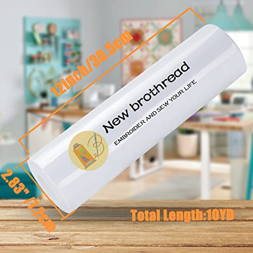 New brothread Sticky Self-Adhesive Tear Away Embroidery Stabilizer Backing 12" x 10 Yd roll - Medium Weight for Napped Fabric & Hoop Less Embroidery - Image 5