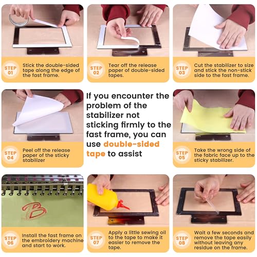 New brothread Sticky Self-Adhesive Tear Away Embroidery Stabilizer Backing 12" x 10 Yd roll - Medium Weight for Napped Fabric & Hoop Less Embroidery - Image 4