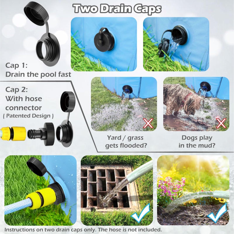 Jasonwell Foldable Dog Pet Bath Pool Collapsible Dog Pet Pool Bathing Tub Kiddie Pool Doggie Wading Pool for Puppy Small Medium Large Dogs Cats and Kids 48" Blue - Image 2