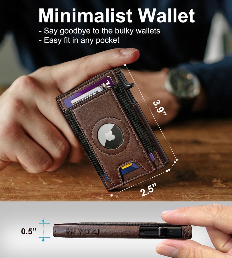 miyozi Airtag Wallet for Men, Slim Pop Up Credit Card Holder RFID Blocking Mens Minimalist wallet for 7-9 Cards ID Window, with Gift Box - Image 3