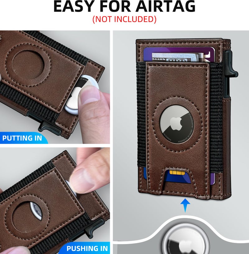 miyozi Airtag Wallet for Men, Slim Pop Up Credit Card Holder RFID Blocking Mens Minimalist wallet for 7-9 Cards ID Window, with Gift Box - Image 4