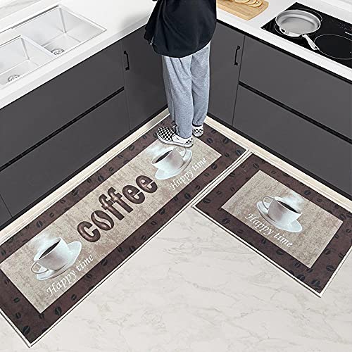 Home-Cloud HomeCloud Anti Fatigue Kitchen Rug Printed Thick Anti Slip, Washable, Big Size, Designer Folding Kitchen Mat for Home BedroomStandard Size (41 x 122 cm 41 x 61 cm) (Coffe_Cup_BRO) - Image 1