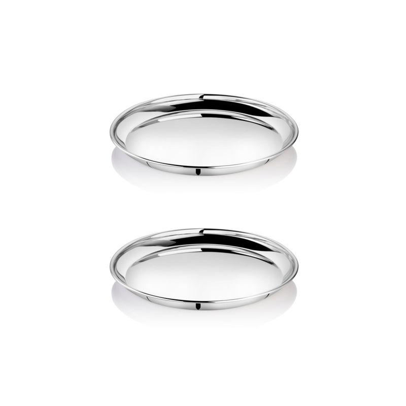 EMBASSY Kanchan Dinner Plate, Size 11, 24.8 cms (Pack of 2, Stainless Steel) - Image 3
