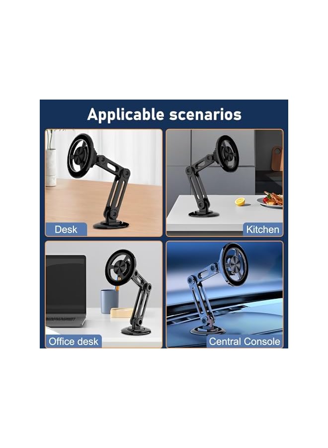 S-TOP Universal 360° PRO Magnetic Suction Phone Holder Car, Alloy Folding Magnetics Cell Phone Holder for Car, Bracket Magnetic Dashboard Phone Car Mount for All Smartphone (Silver) - Image 5