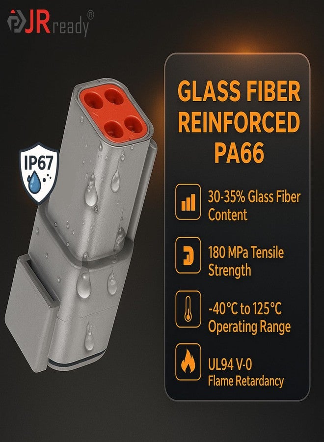 JRready ST6329-3 Deutsch DTM Gray 3 Pin Connector(4 Set), Waterproof Electrical Wire Connectors with Size 20 Stamped Contact 16-22 AWG for Truck, Motorcycle, Off-Road Vehicles, Marine. - Image 3