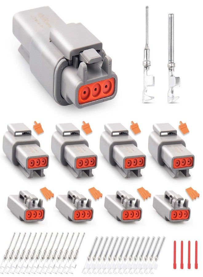 JRready ST6329-3 Deutsch DTM Gray 3 Pin Connector(4 Set), Waterproof Electrical Wire Connectors with Size 20 Stamped Contact 16-22 AWG for Truck, Motorcycle, Off-Road Vehicles, Marine. - Image 1