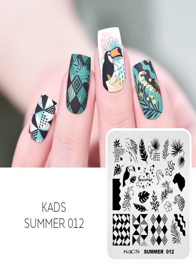 KADS Nail Stamping Plate Nail Stamp Template Stamper Scraper Set French Nails Summer Flower Flamingo Rose - Image 4