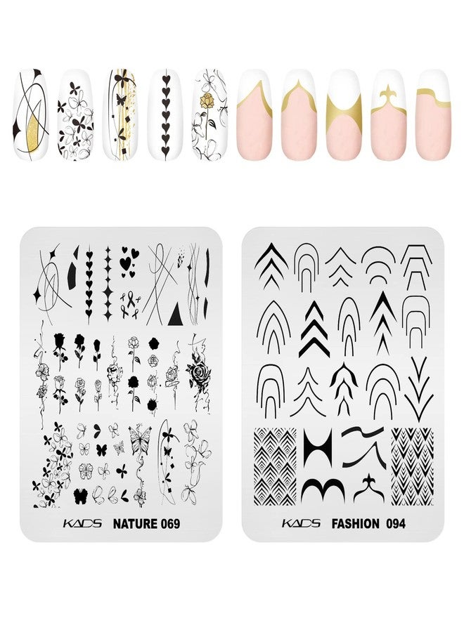 KADS Nail Stamping Plate Nail Stamp Template Stamper Scraper Set French Nails Summer Flower Flamingo Rose - Image 3