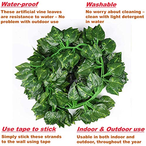 Tdas Artificial Ivy Garlands Leaves Greenery Hanging Vine Creeper Plants for Home Decor Door Wall Balcony Decoration Party Festival Craft, Contain 80 Leaves -Each String 6.7 ft (Pack of 12 Strings) - Image 4