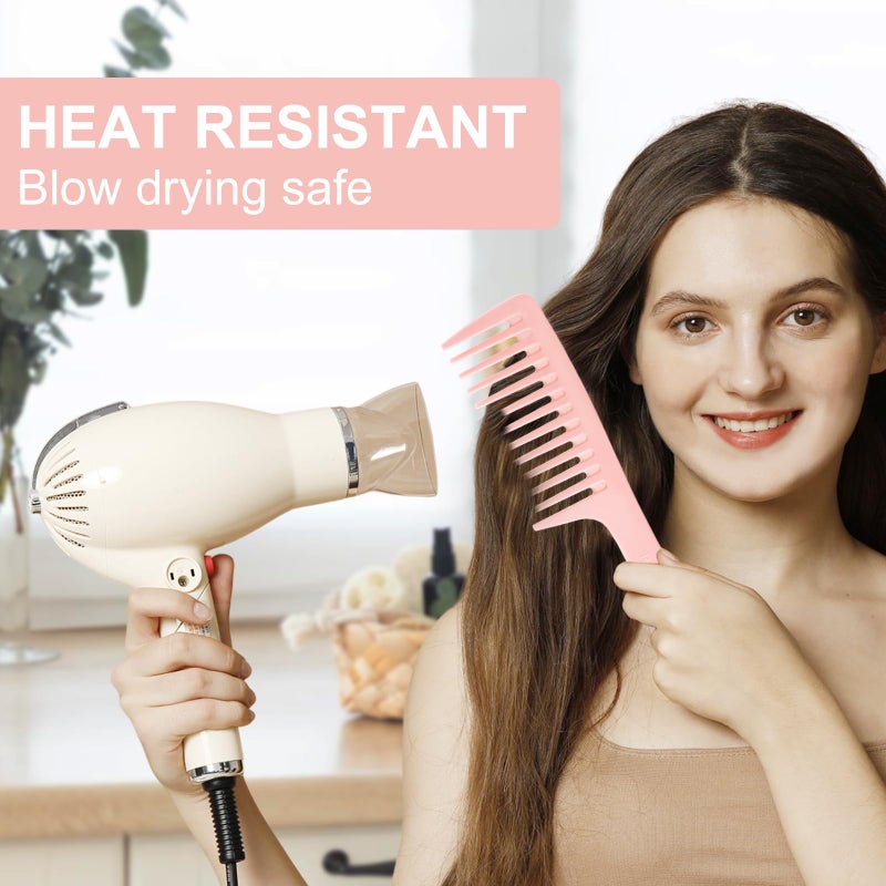 RHOS 3 Pieces Hair Comb Set for Women,Men-Wide Tooth Comb,Fine Tooth Rat Tail Comb,Medium Tooth Comb-Detangling Hair Combs for All Hair Types,Hair Styling Comb Set(Pink) - Image 5