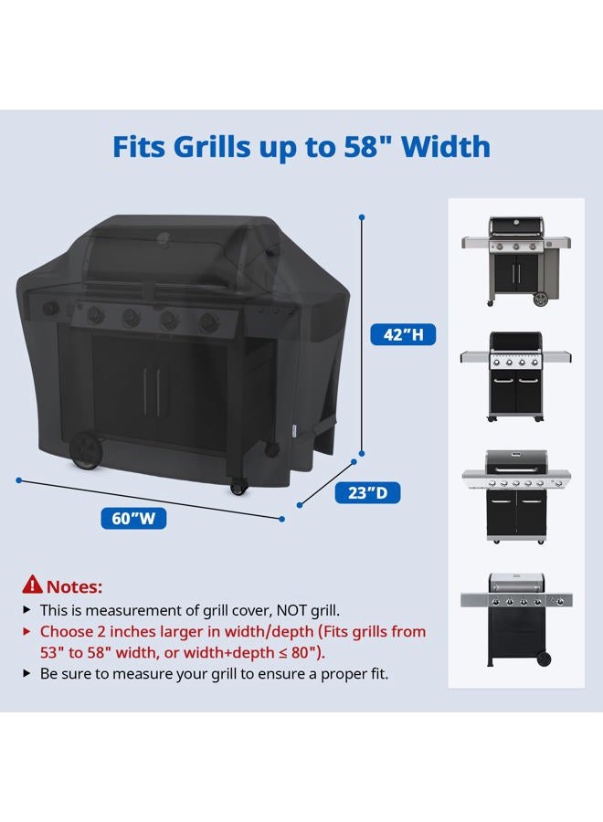 SunPatio Gas Grill Cover 60 Inch, Outdoor Heavy Duty Waterproof Barbecue Grill Cover, UV and Fade Resistant, All Weather Protection Compatible for Weber Charbroil Brinkmann Grills and More, Black - Image 2