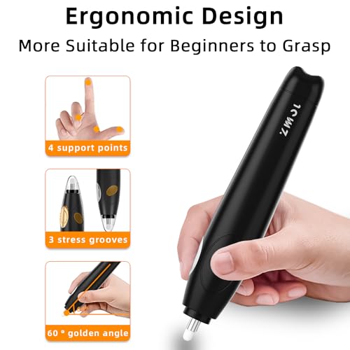 ZMOL Electric Eraser for Artists, Rechargeable Electric Eraser Kit, 140 Refills, Automatic Portable Eraser for Precise Drawing, Rechargeable Operated Pencil Eraser for Sketch Pencil, Crafts (Black) - Image 4
